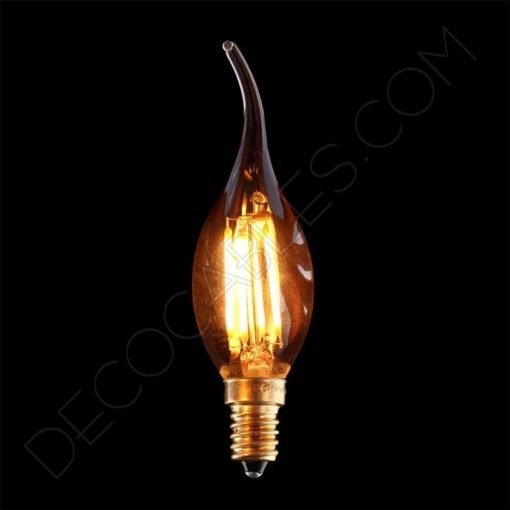 Bombilla Vela de Filamento Led Gold 10 Bombilla vela rizada filamento led gold cristal ámbar