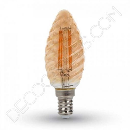 Bombilla Vela de Filamento Led Gold 5 Bombilla vela rizada filamento led gold cristal ámbar