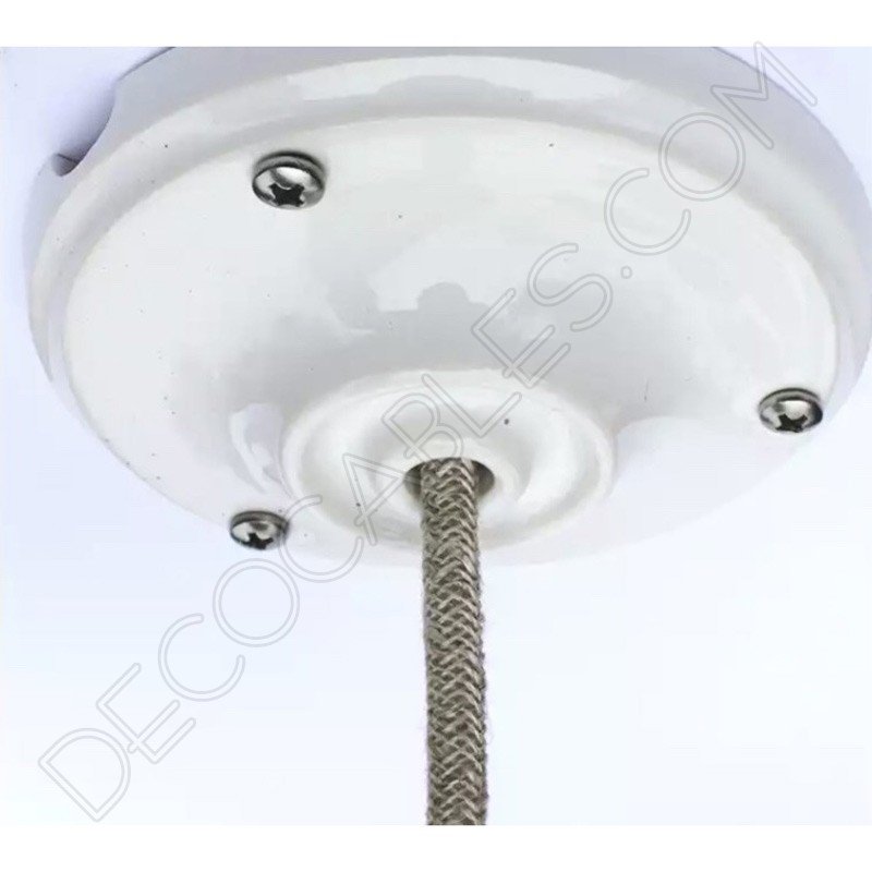 Florón cerámica esmaltada para soporte de lámparas blanco Florón cerámica esmaltada para soporte de lámparas blanco