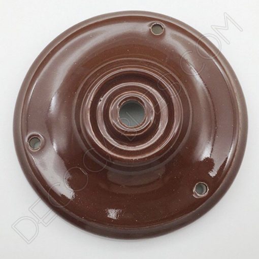 Florón cerámica esmaltada (varios colores) 5 Florón cerámica esmaltada para soporte de lámparas marrón