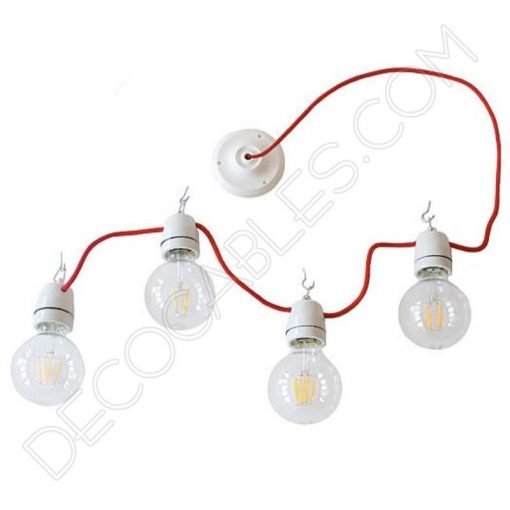 Guirnalda de interior en cerámica blanca y cable de tela