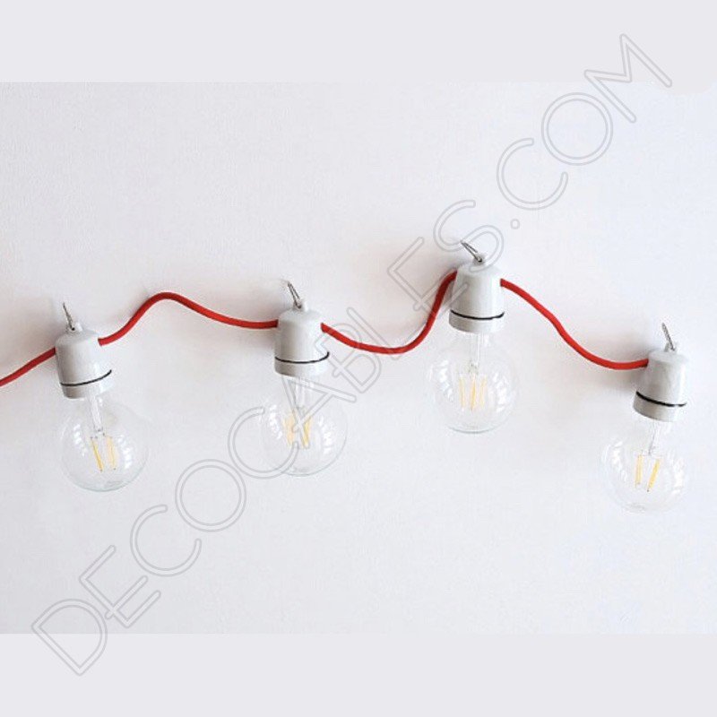 Guirnalda de interior en cerámica blanca y cable de tela Guirnalda de interior en cerámica blanca y cable de tela