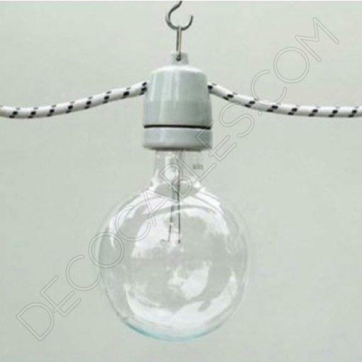 Guirnalda de luces de interior en cerámica 4 Guirnalda de interior en cerámica blanca y cable de tela