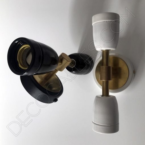 Lámpara Aplique de pared o techo Retro en cerámica y latón 2 Lámpara aplique retro cerámica y latón