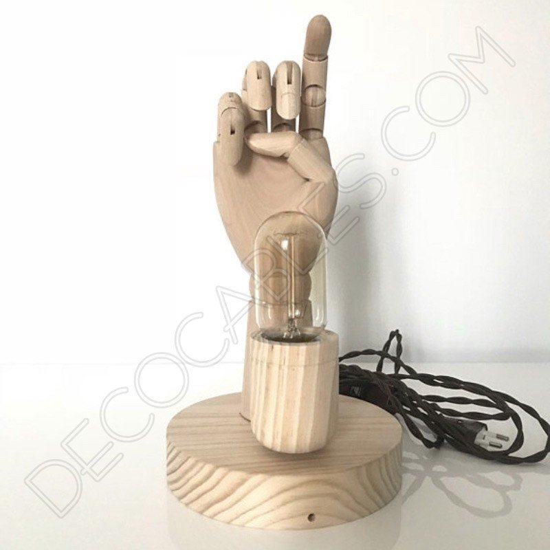 Lámpara de mesa de madera modelo mano articulada Lámpara de mesa de madera modelo mano articulada