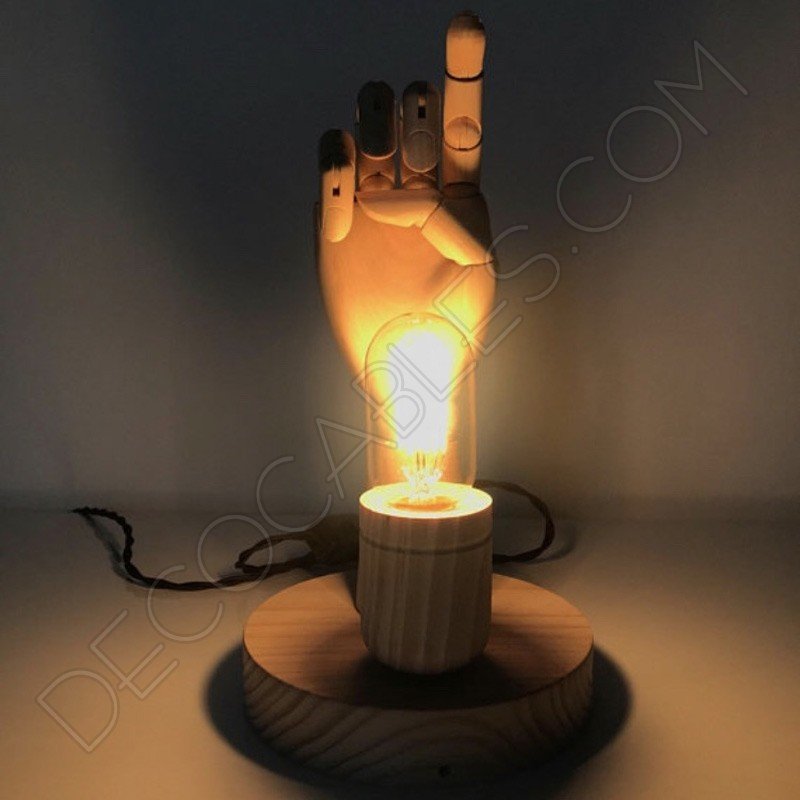 Lámpara de mesa de madera modelo mano articulada Lámpara de mesa de madera modelo mano articulada