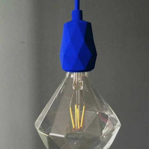 Portalámparas de silicona modelo facet geométrico azul