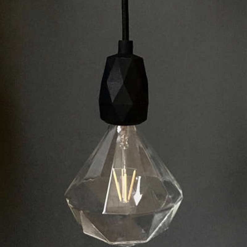 Portalámparas de silicona modelo facet geométrico negro Portalámparas de silicona modelo facet geométrico negro