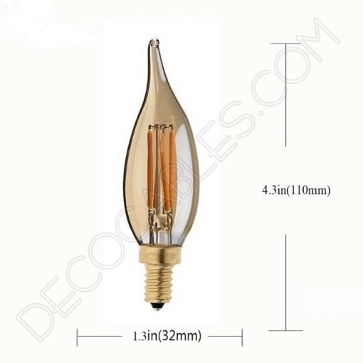 Bombilla Vela de Filamento Led Gold 12 Bombilla vela rizada filamento led gold cristal ámbar