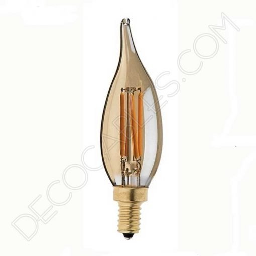 Bombilla Vela de Filamento Led Gold 11 Bombilla vela rizada filamento led gold cristal ámbar