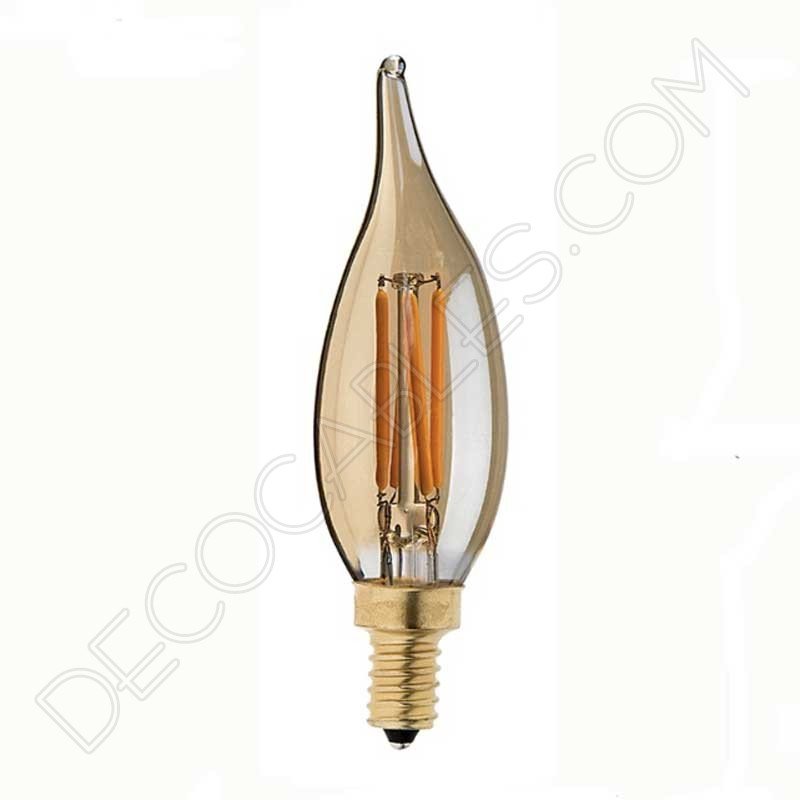 Bombilla vela rizada filamento led gold cristal ámbar Bombilla vela rizada filamento led gold cristal ámbar