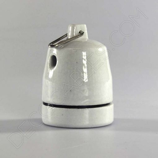 Guirnalda de luces de interior en cerámica 7 Portalámparas colgante esmaltado blanco