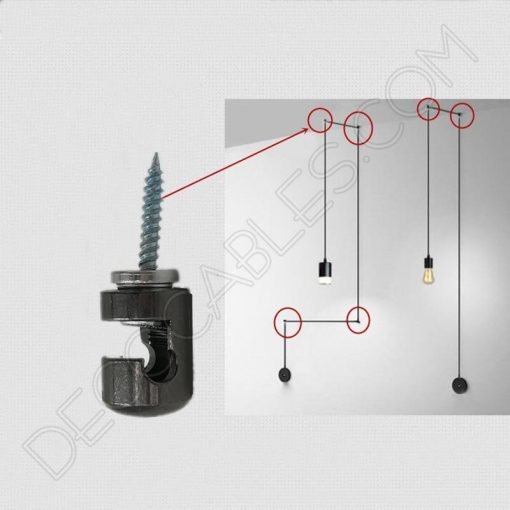 Gancho metálico para cable gris perla