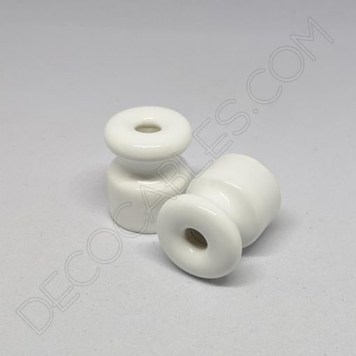 Aislador cerámico blanco para cable eléctrico trenzado