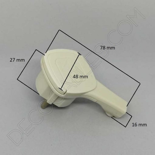 Clavija bipolar extraplana blanca con anilla y toma de tierra para detrás de los muebles