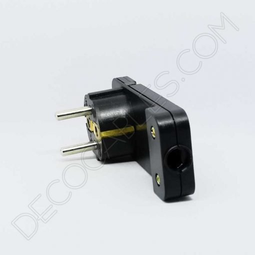 Clavija bipolar extraplana negra con toma de tierra para detrás de los muebles