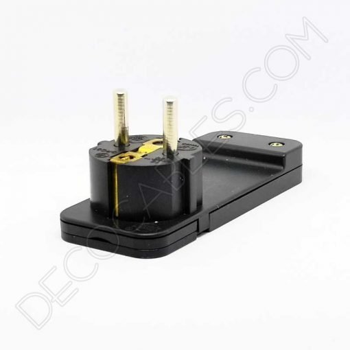 Clavija bipolar extraplana negra con toma de tierra para detrás de los muebles