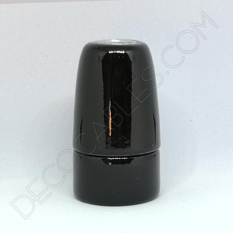 Portalámparas cerámico negro casquillo E14 Portalámparas cerámico negro casquillo E14