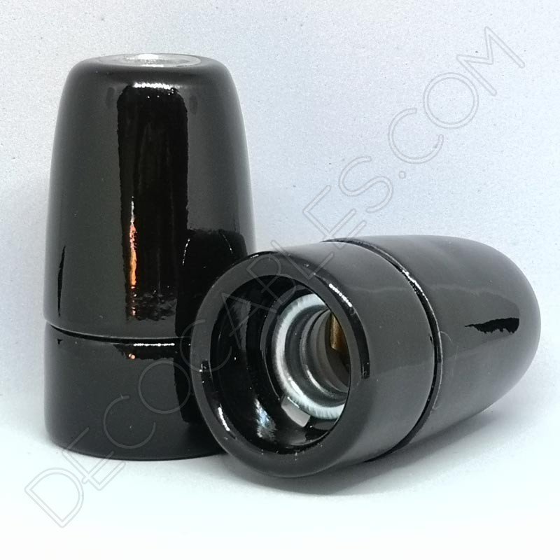 Portalámparas cerámico negro casquillo E14 Portalámparas cerámico negro casquillo E14