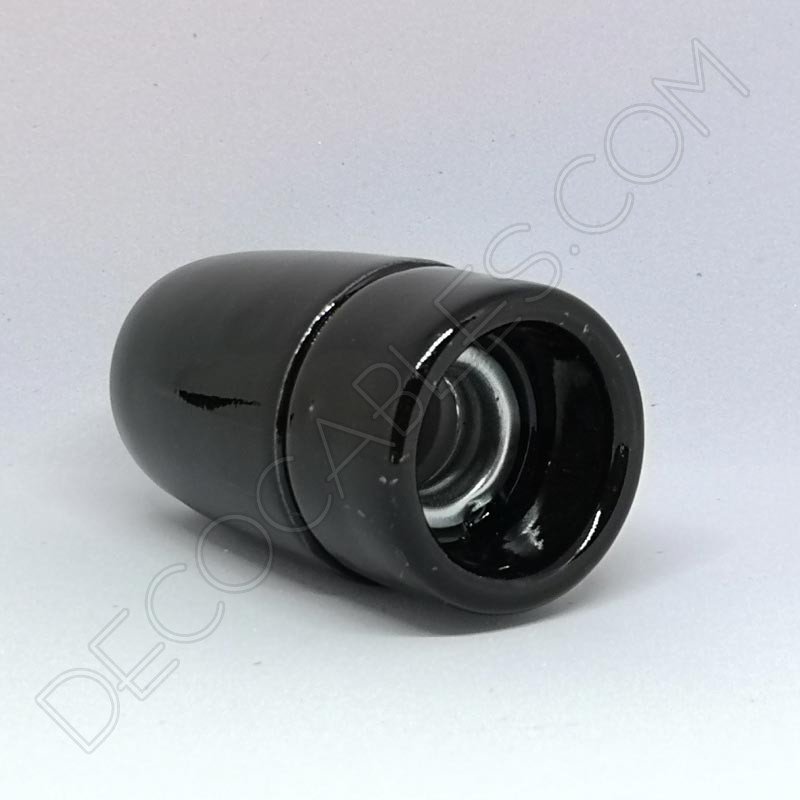Portalámparas cerámico negro casquillo E14 Portalámparas cerámico negro casquillo E14