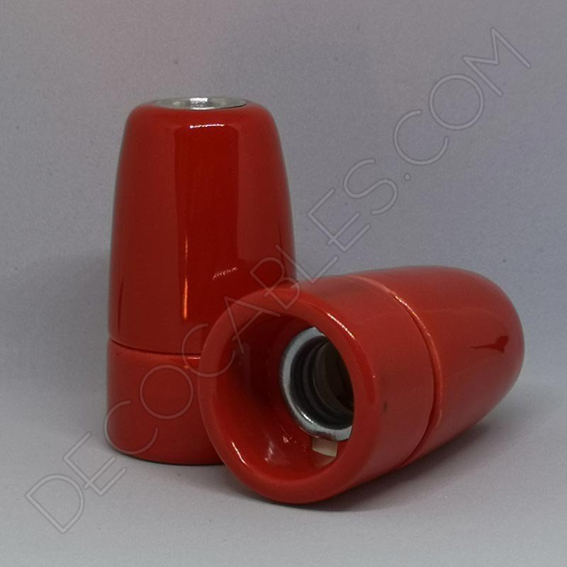 Portalámparas cerámico rojo casquillo E14 Portalámparas cerámico rojo casquillo E14