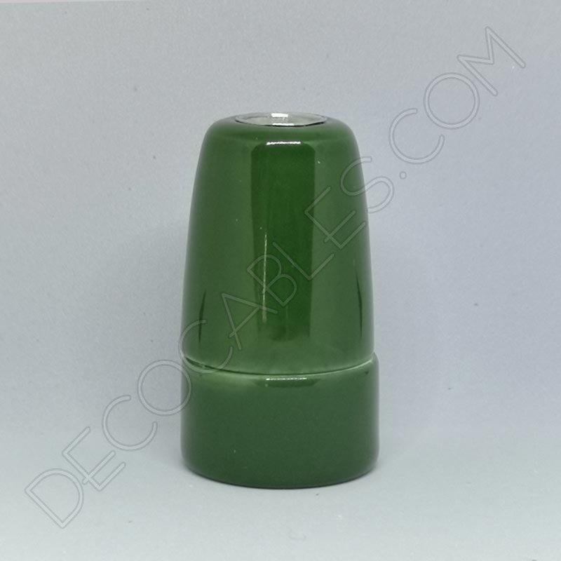 Portalámparas cerámico verde oscuro casquillo E14 Portalámparas cerámico verde oscuro casquillo E14