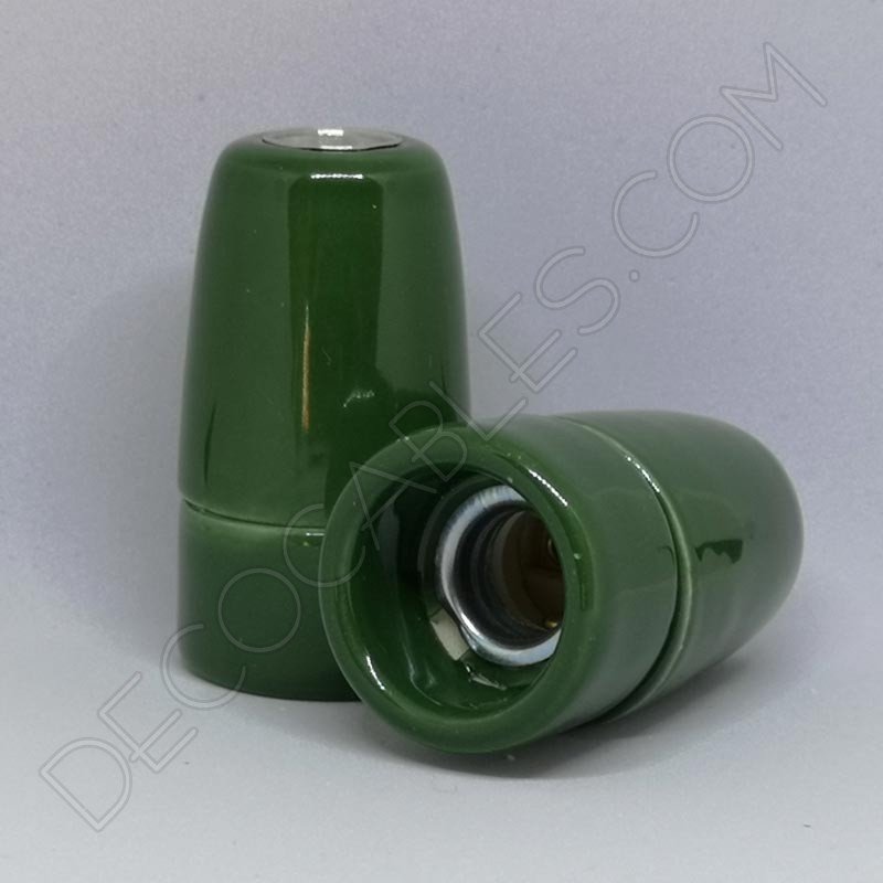 Portalámparas cerámico verde oscuro casquillo E14 Portalámparas cerámico verde oscuro casquillo E14