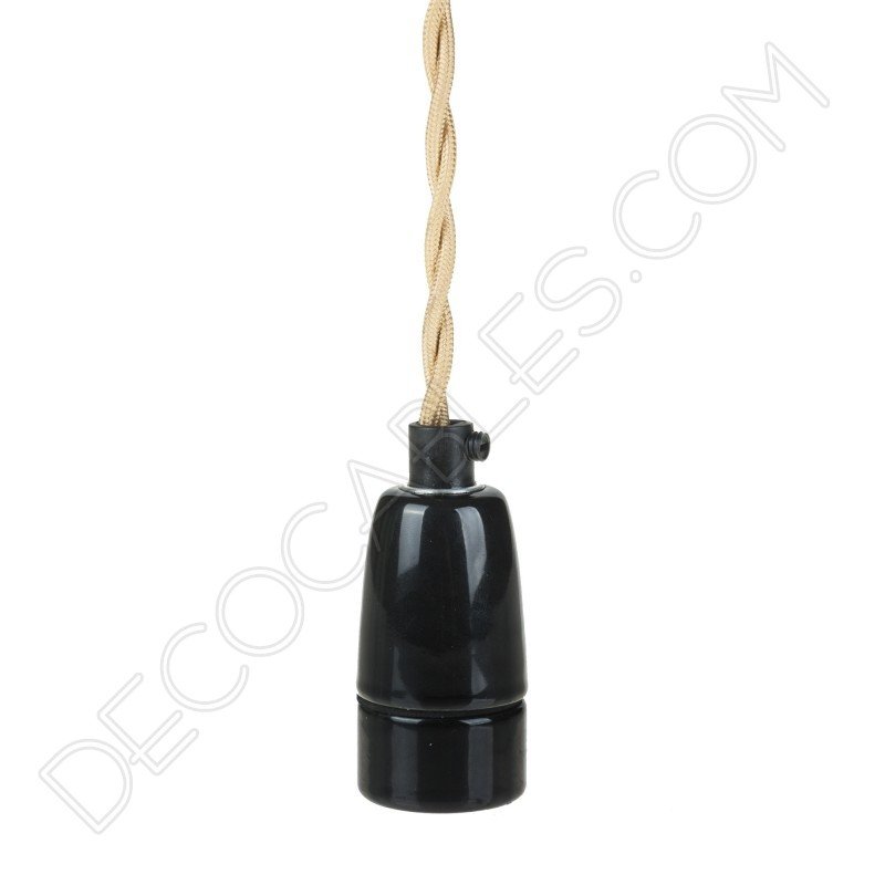 Portalámparas cerámico negro casquillo E14 Portalámparas cerámico negro casquillo E14
