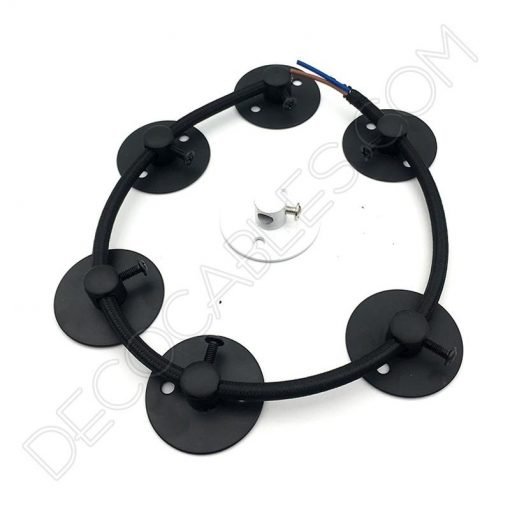 Sujeción metálica de techo para cable especial lámparas araña (blanco o negro) 5 Sujeción metálica para cables