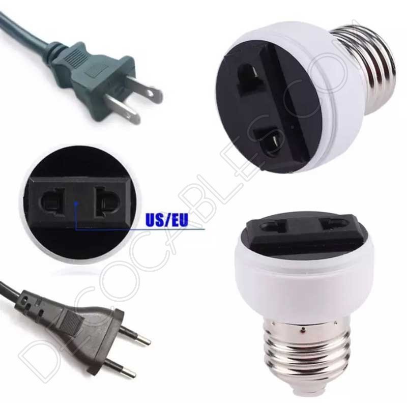 adaptador casquillo E27 a clavija europea y americana adaptador casquillo E27 a clavija europea y americana