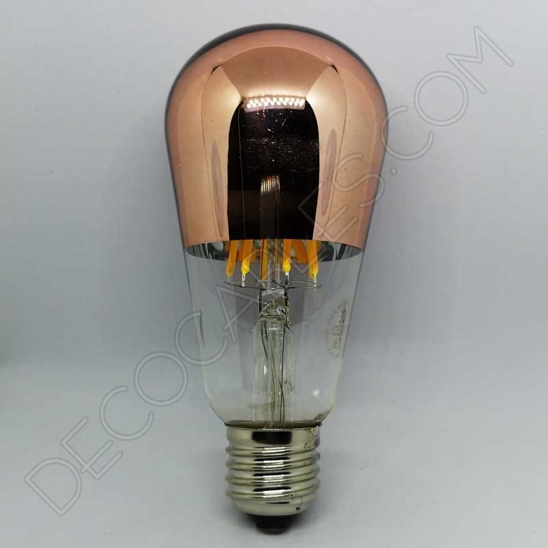 Bombilla pebetero filamento led reflectora con cúpula espejo cobre Bombilla pebetero filamento led reflectora con cúpula espejo cobre