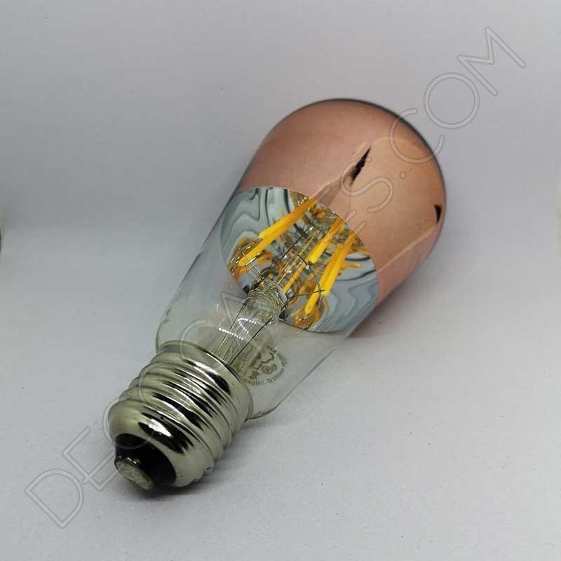 Bombilla pebetero filamento led reflectora con cúpula espejo cobre Bombilla pebetero filamento led reflectora con cúpula espejo cobre