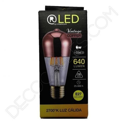 Bombilla Pebetero filamento Led espejo cobre 4 Bombilla pebetero filamento led reflectora con cúpula espejo cobre