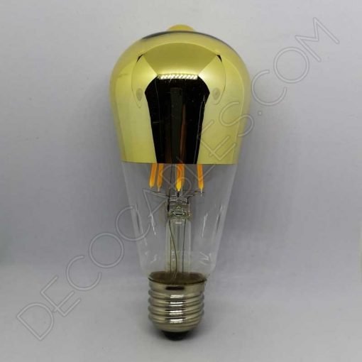 Bombilla pebetero filamento led reflectora con cúpula espejo dorada