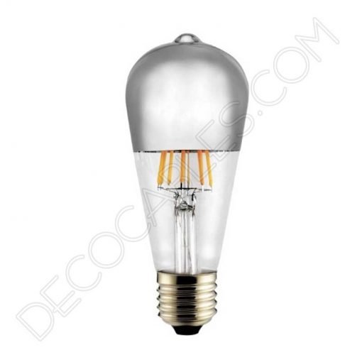 Bombilla pebetero filamento led reflectora con cúpula espejo plata