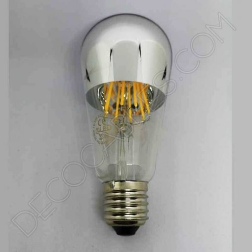 Bombilla pebetero filamento led reflectora con cúpula espejo plata