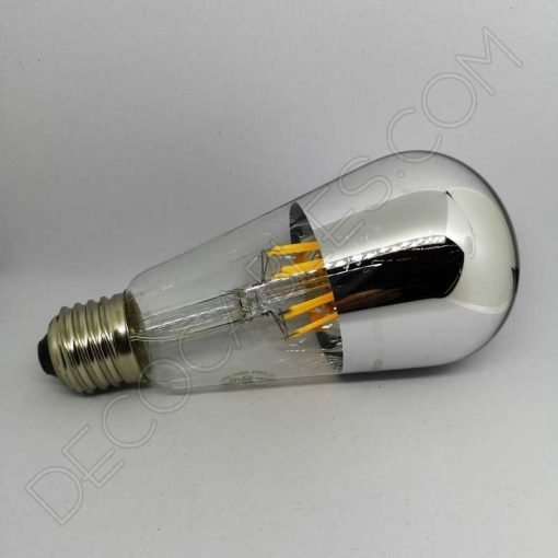 Bombilla pebetero filamento led reflectora con cúpula espejo plata