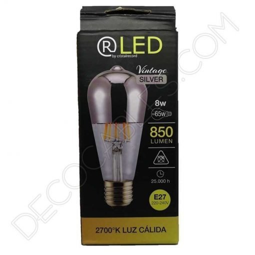 Bombilla pebetero filamento led reflectora con cúpula espejo plata