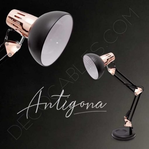 Flexo de escritorio articulable Antígona color negro y cobre