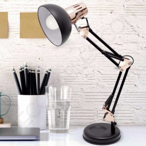 Lámpara flexo de escritorio articulada Antígona (Negro y Cobre) 2 Flexo de escritorio articulable Antígona color negro y cobre