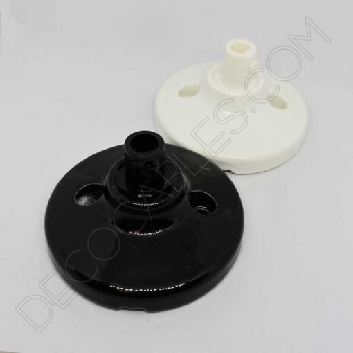 Florón cerámico pequeño negro para soporte de lámparas