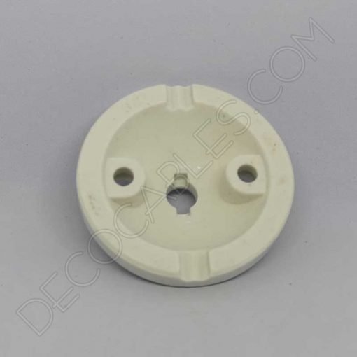 Florón cerámico pequeño blanco para soporte de lámparas