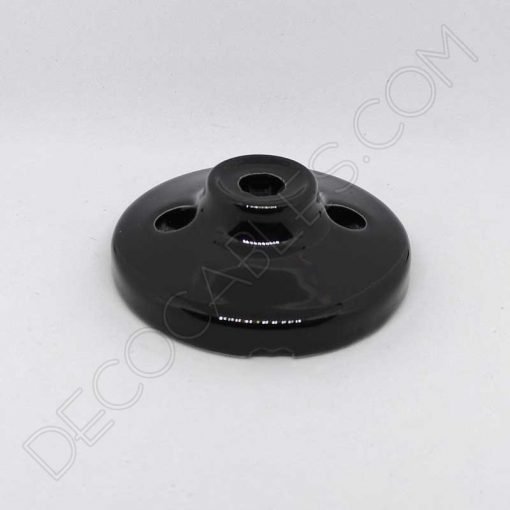 Florón cerámico pequeño negro para soporte de lámparas