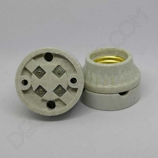 Portalámparas cerámico Retro de superficie E27 2 Portalámparas retro cerámico de superficie E27 blanco mate