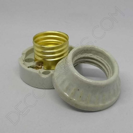 Portalámparas cerámico Retro de superficie E27 3 Portalámparas retro cerámico de superficie E27 blanco mate