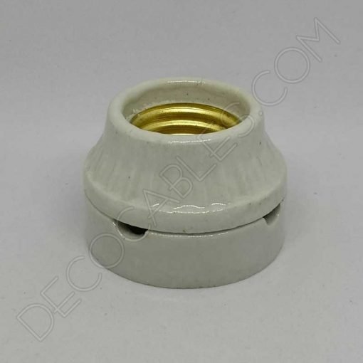 Portalámparas retro cerámico de superficie E27 blanco mate