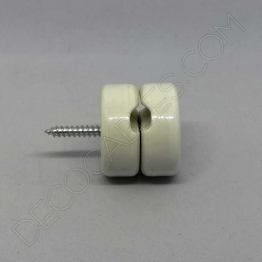 aislador de porcelana blanco para cable redondo textil o de silicona