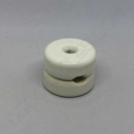 aislador de porcelana blanco para cable redondo textil o de silicona