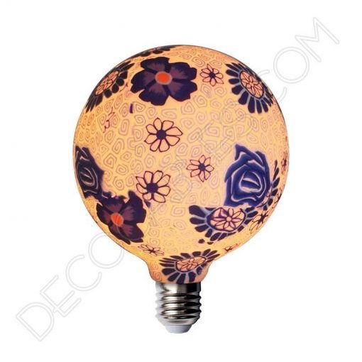 Bombilla led decorativa de silicona modelo globo casquillo E27 flor azul