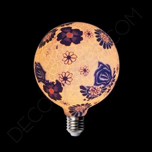 Bombilla led decorativa de silicona modelo globo casquillo E27 flor azul